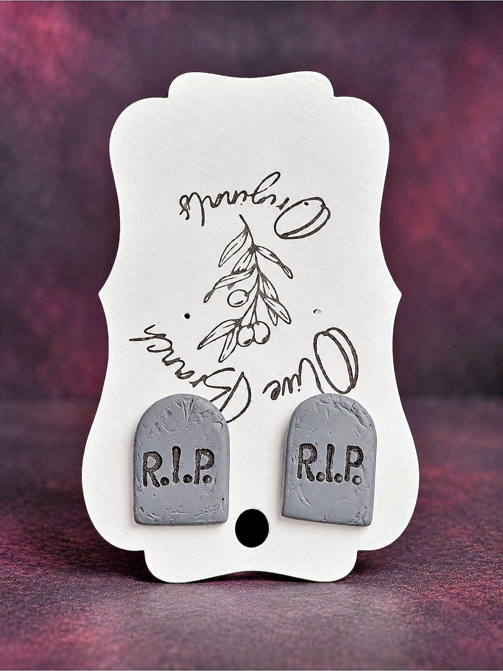 RIP Tombstone Earrings Gray & Black